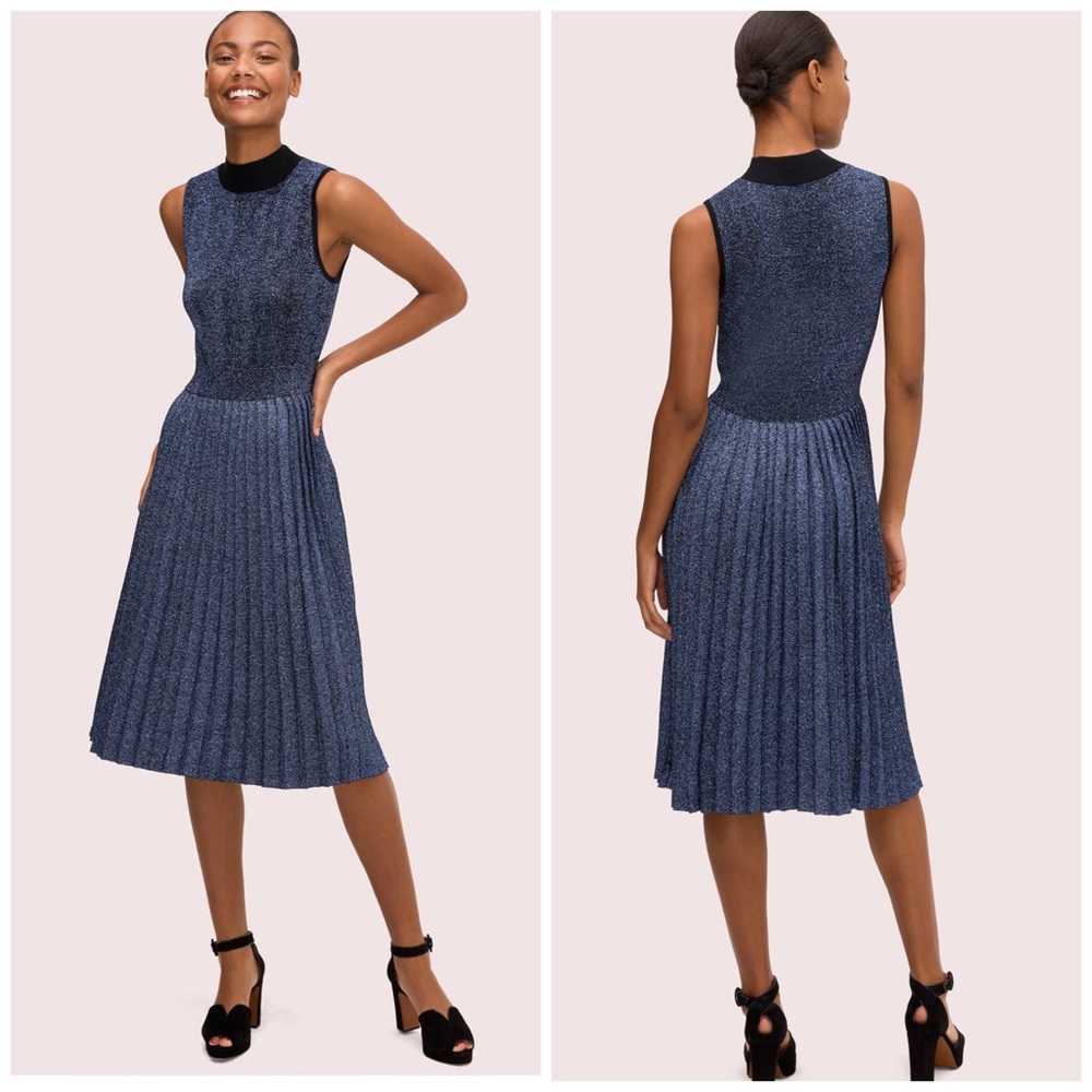 Kate Spade Metallic Pleated Sweater Dress